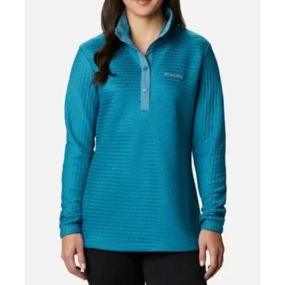 Columbia Granola Girl Textured Blue Quarter Snap Pullover Outdoor Jacket Size S